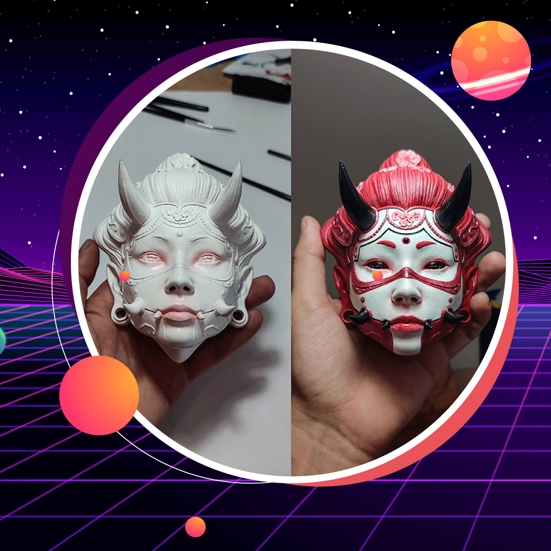 Una pieza icónica que combina tradición japonesa y visión psicodélica, impresa en 3D con detalles que hipnotizan y decoran cualquier espacio con energía intensa. Sirve para colgar tus llaves. MASCARA HANNYA