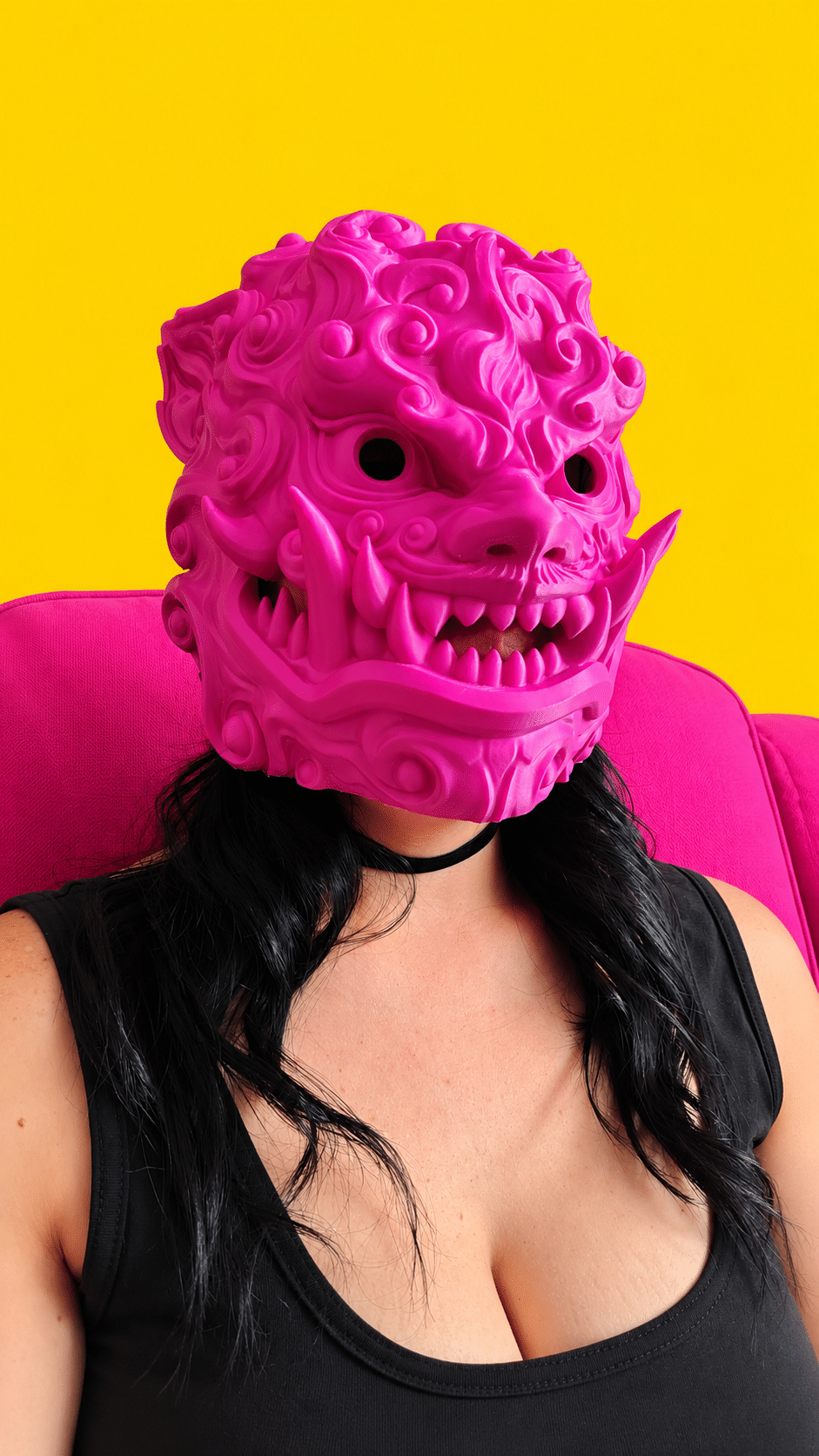 retrato pop de máscara oni rosa retrato pop de máscara oni rosa